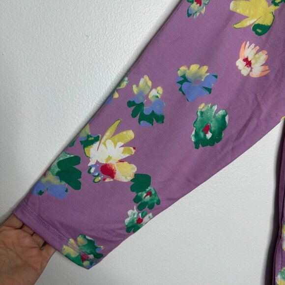 Logo Lounge Lori Goldstein Tunic Top Size 3X Purple Floral Pockets Artsy - Picture 3 of 10